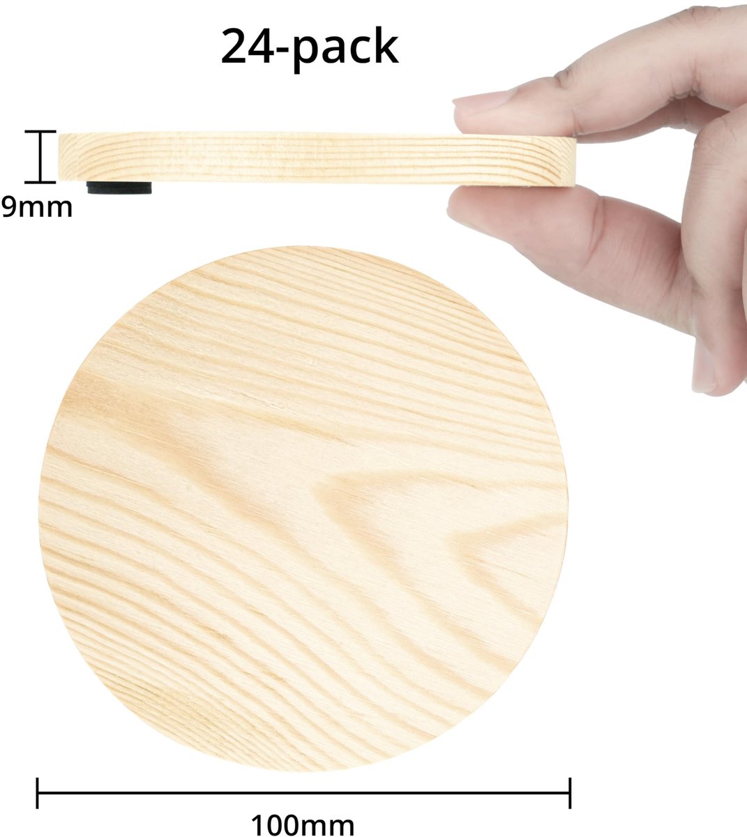 Cosensi- Houten Onderzetters 100 mm - Antislip - Waterdicht - DIY Hobby - Blank Houten Cirkels - Stevige Houtconstructie - Onderzetter