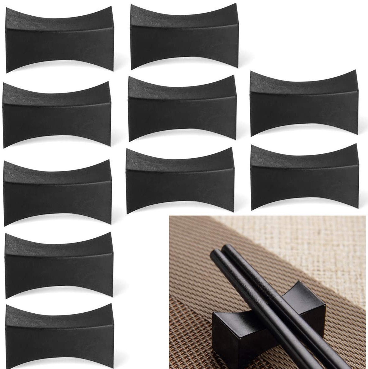 Cosensi- Eetstokjeshouder 10 Stuks - Eetstokjes Planken - Vaatwasmachinebestendig - Zwart - Duurzaam - Afmetingen 4,5x2x2 cm