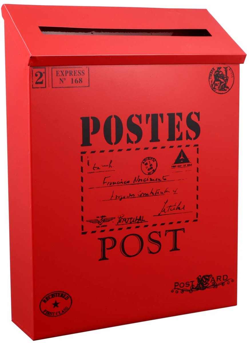 Cosensi- Brievenbus grote capaciteit - Muurbeugel - Metalen - Decoratief - Duurzaam - 29 x 22 x 6 cm - Elegante uitstraling - Postbus