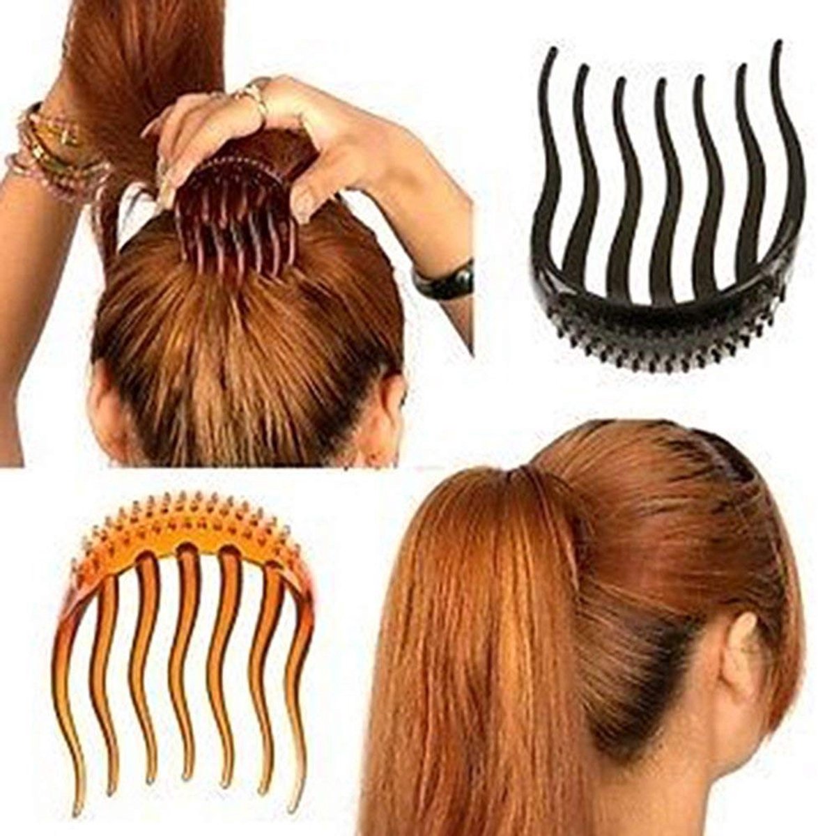 Cosensi- Haar Kam 2PCS - Multifunctionele Styling Kam - Donut Bump Maker - Vlocht Kap - Duurzaam Plastic - 8 x 6 cm - Haaraccessoire