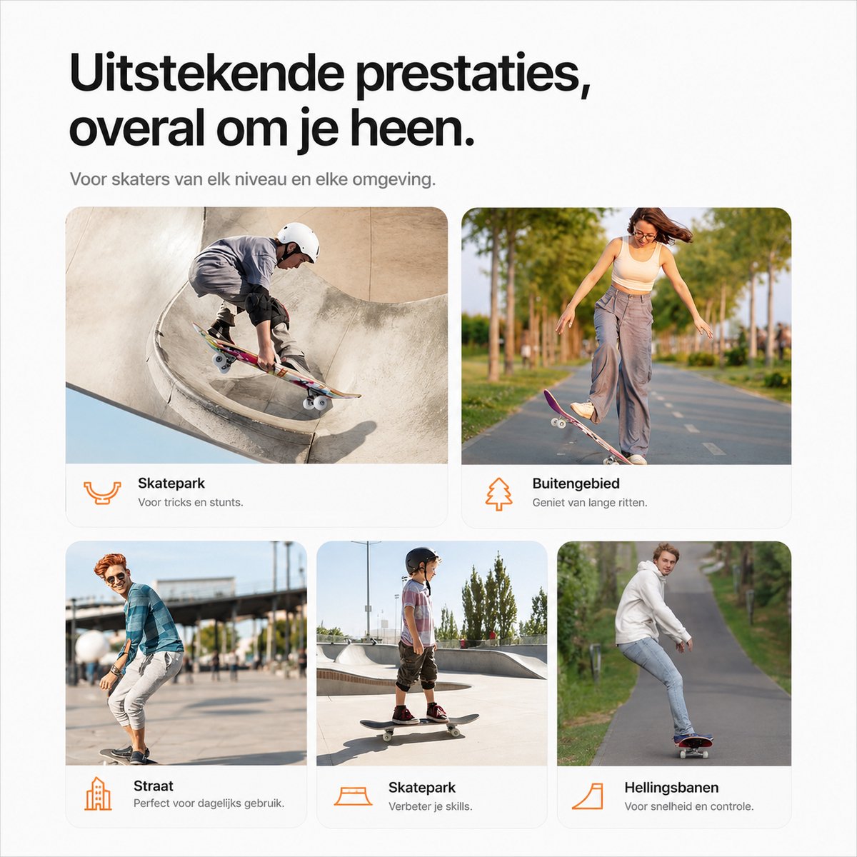 Suotu Skateboard - 80x20cm - ABEC-9 - 95A - schokabsorptie - Jongens - Meisjes - Volwassenen Skateboards — afbeelding 9