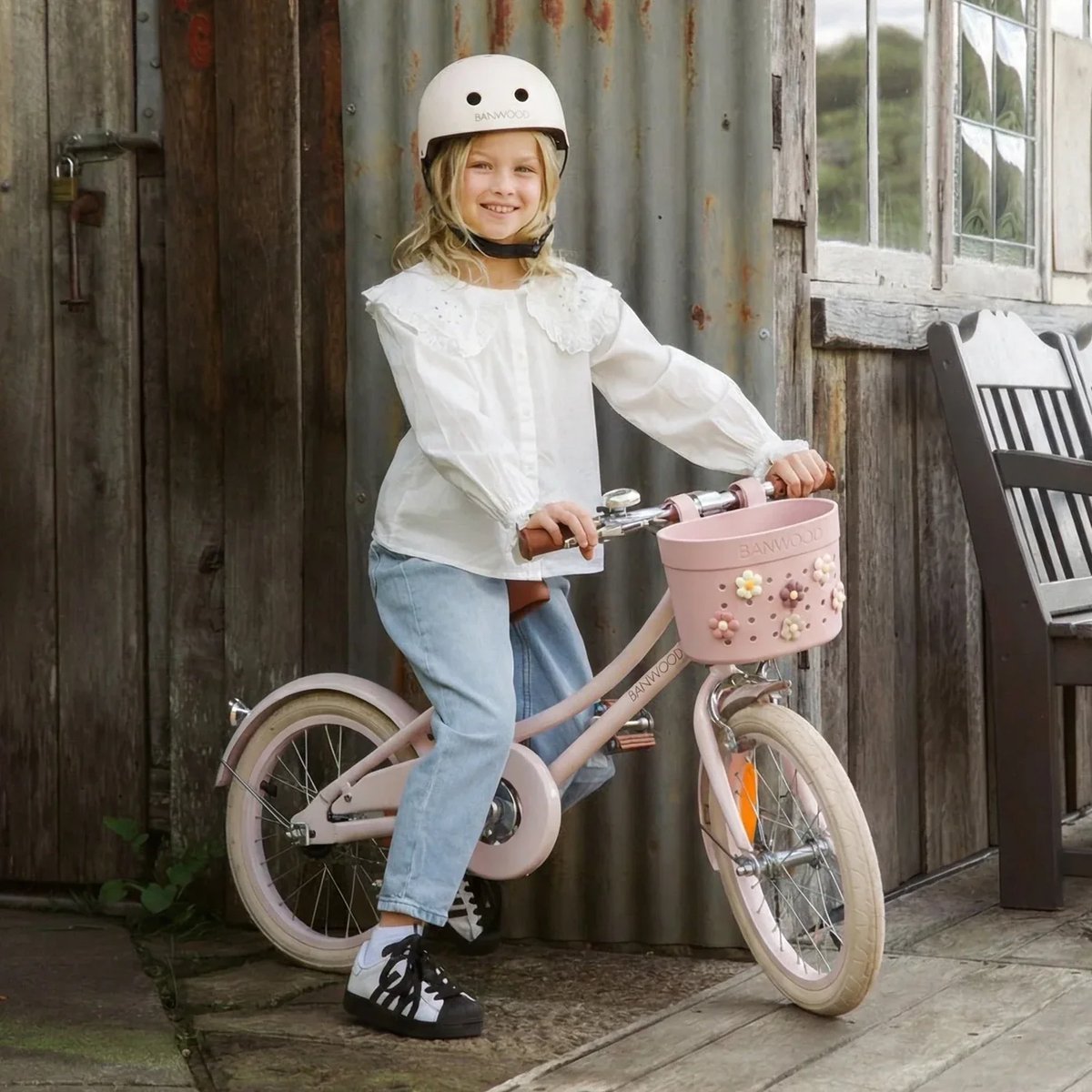 Banwood - Pin & Ride basket - Fietsmandje - Mandje voor stepjes - Dusty Rose
