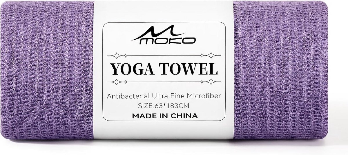 Antislip yoga-handdoek met bevestigingspunten en zijvakken - 180 x 60 cm - Paars