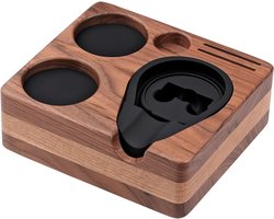 Compact Tamping Station voor Espresso, Houten Tamper Houder van Amerikaans Walnoot, Ideaal voor 51mm en 54mm Portafilters en Koffie Accessoires