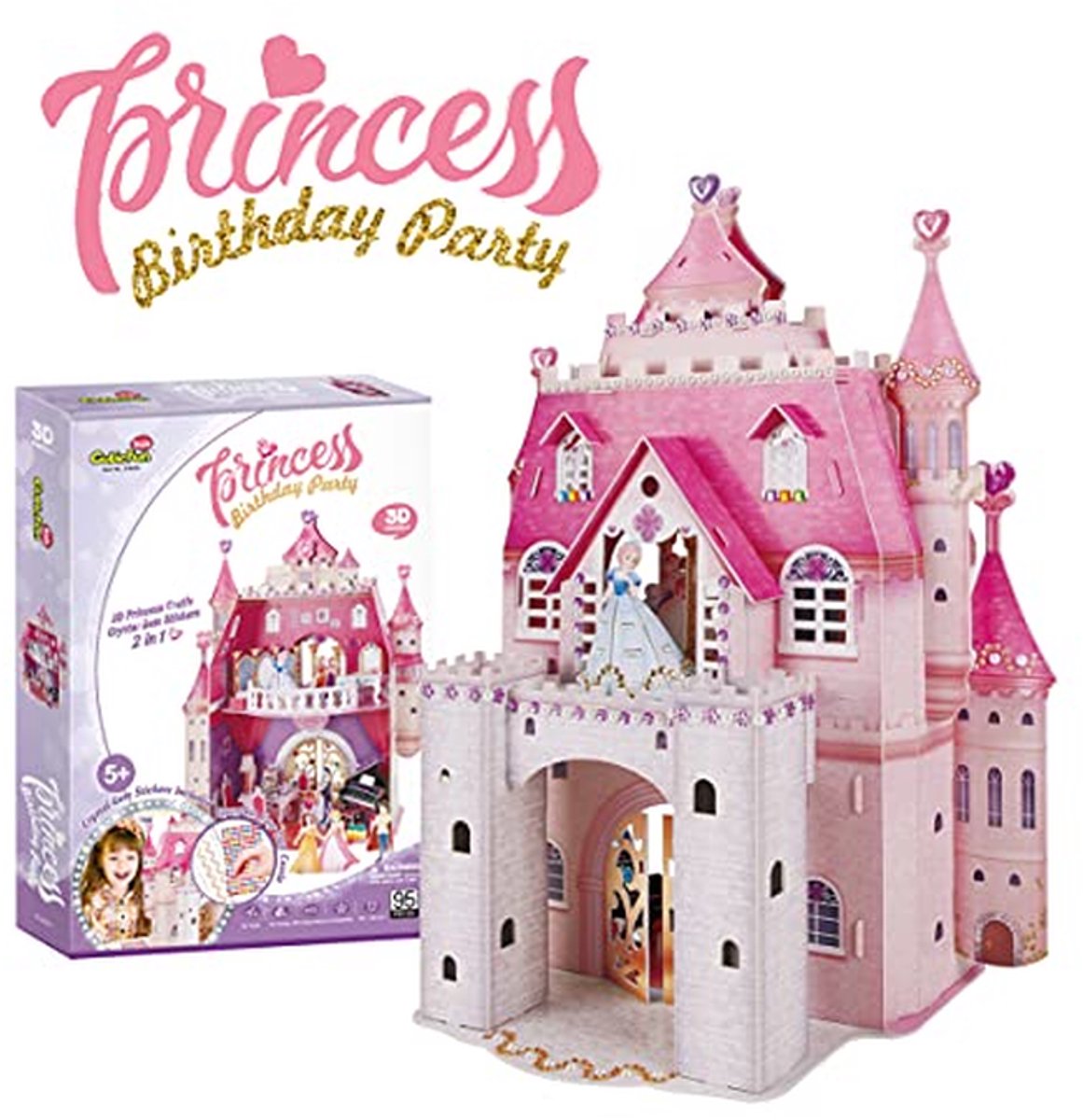 3D Puzzel Prinsessenkasteel | 95 Stukken en 524 Stickers | Creatief Speelgoed voor Kinderen Vanaf 5 Jaar