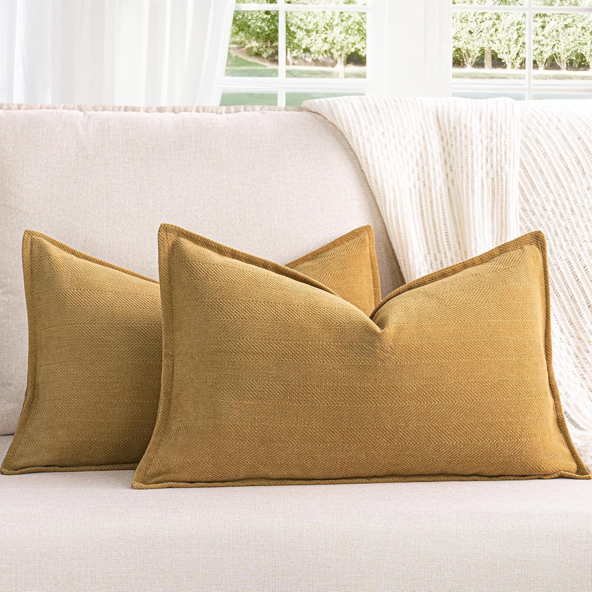 Set van 2 Chenille Kussenhoezen - Comfortabele en Luxe Decoratieve Kussens voor Sofa en Bed
