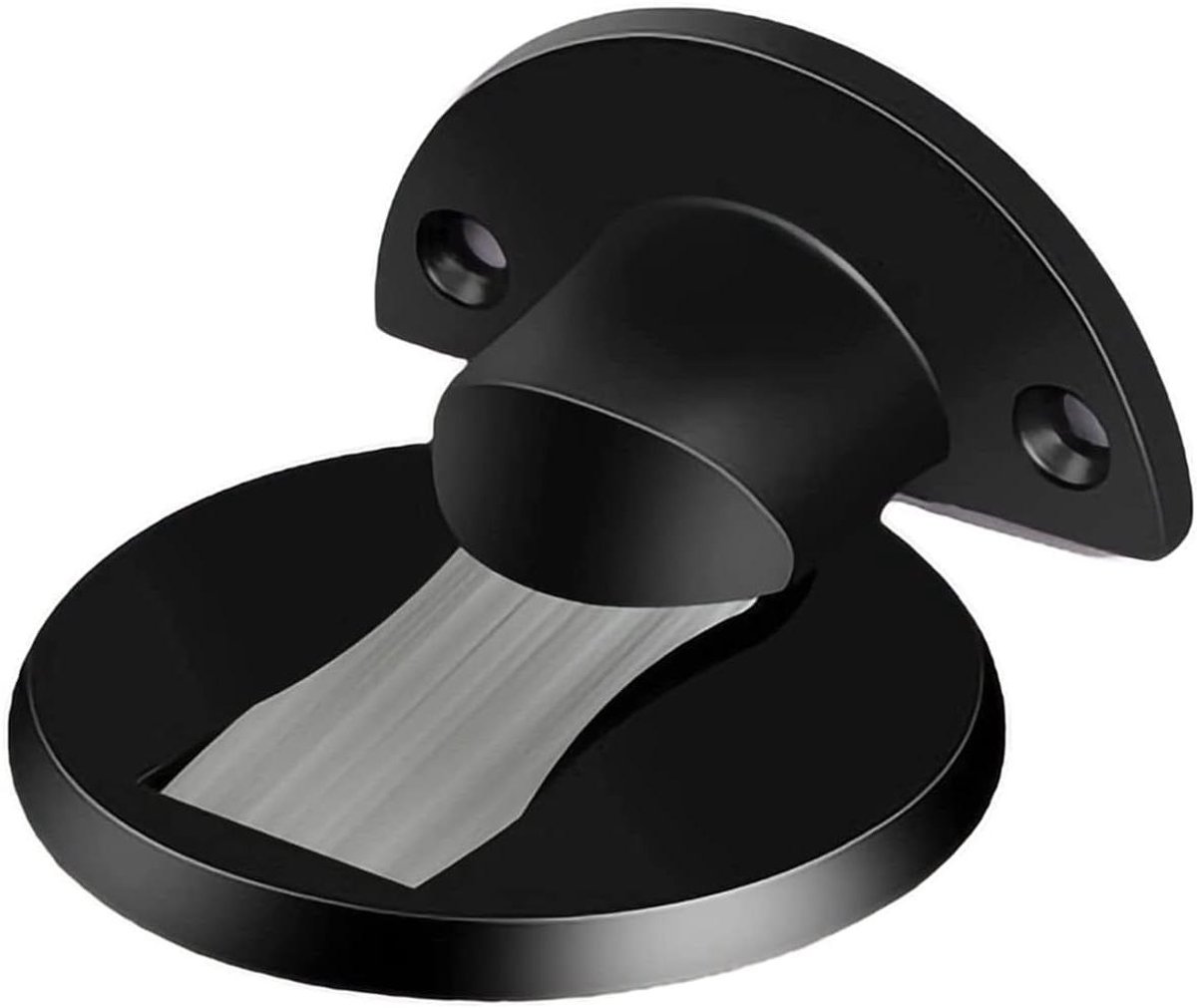 Magnetische Deurstopper - Deurvanger Wandmontage - Deur Open Houden - Roestvrij Staal - Dikte 5-12mm - Zwart