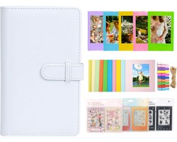 Instant Film accessoireset voor Instax Mini LiPlay 12 11 9 8+ 8 evo 99 SE 40 90 70 50S 26 25 7S camera, inclusief album/filmstickers/miniframes/hangend frame, Klei wit