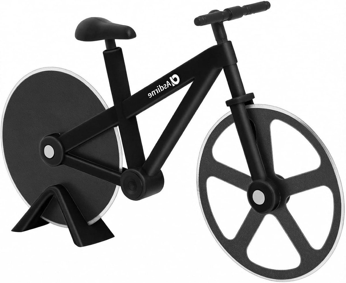 Fiets Pizzasnijder - Pizzawiel Keukengadget - Pizza Snijden - Met Standaard - 75 inch - Zwart
