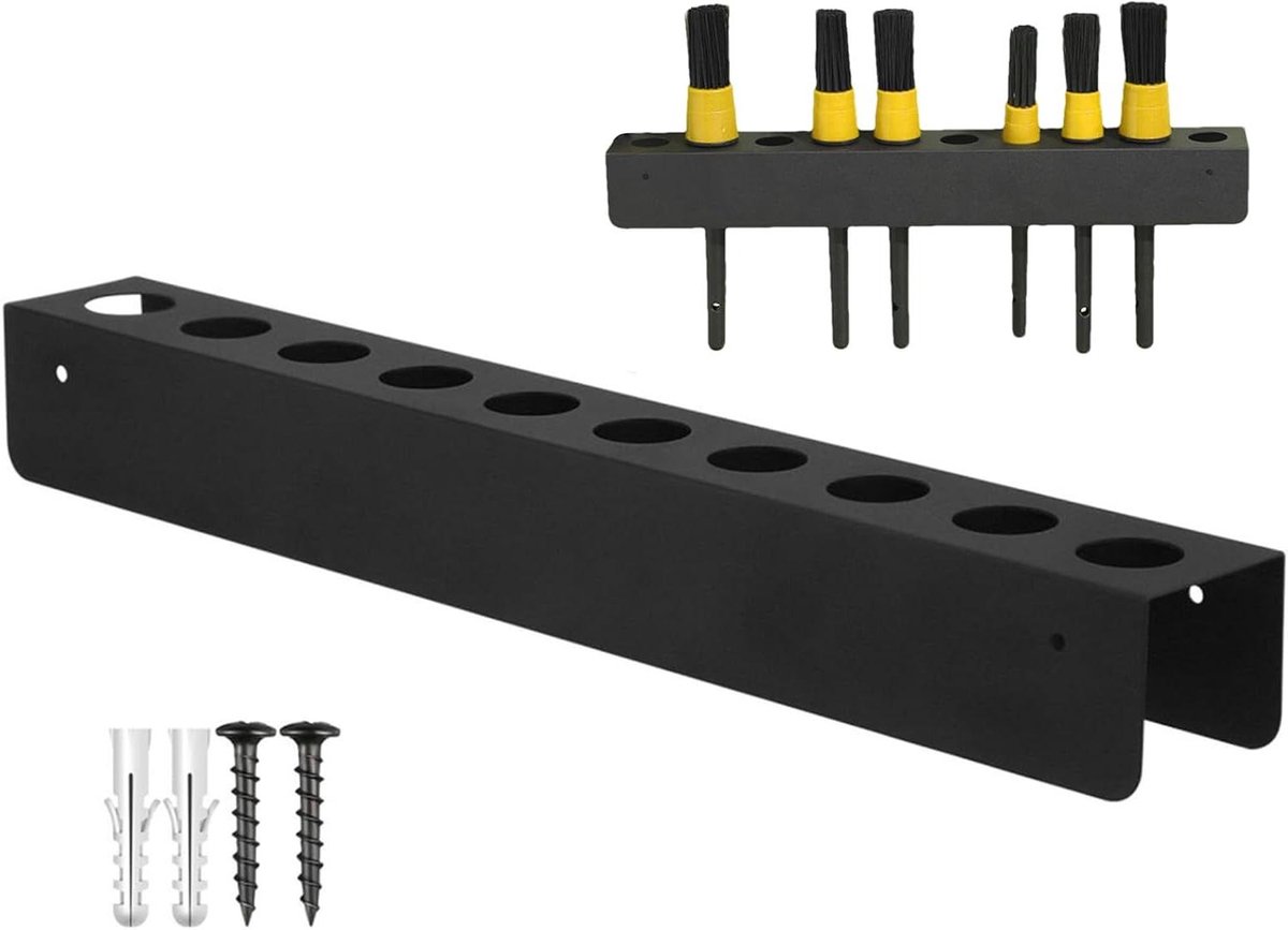 Borstel Organizer - Gereedschap Houder - Auto Onderhoud - Voor 10 Borstels - 40 cm Lang - Zwart