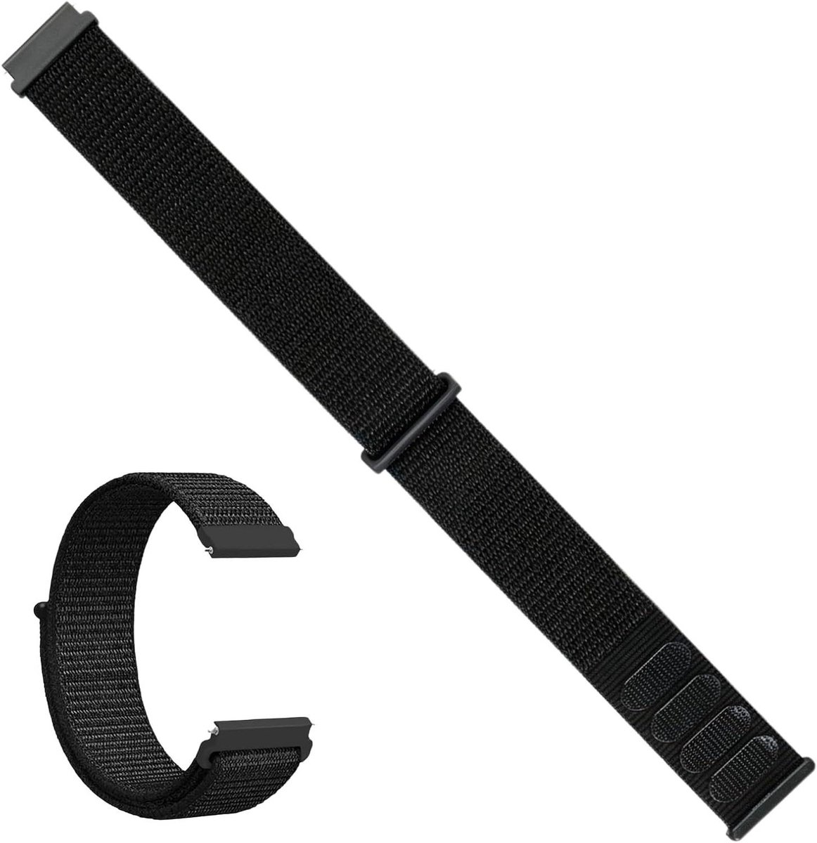 Nylon Armband - Vervangende Band - Dagelijks Gebruik - Klittenbandsluiting - 20 mm - Zwart