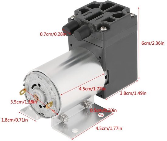 Shopcentral - Mini Vacuum Pump - DC 12 V - Micro Pomp - 5 L/min - Laagdrukzuigpomp - Ideaal voor gasanalyses - Compact en lichtgewicht van Merkloos — afbeelding 5