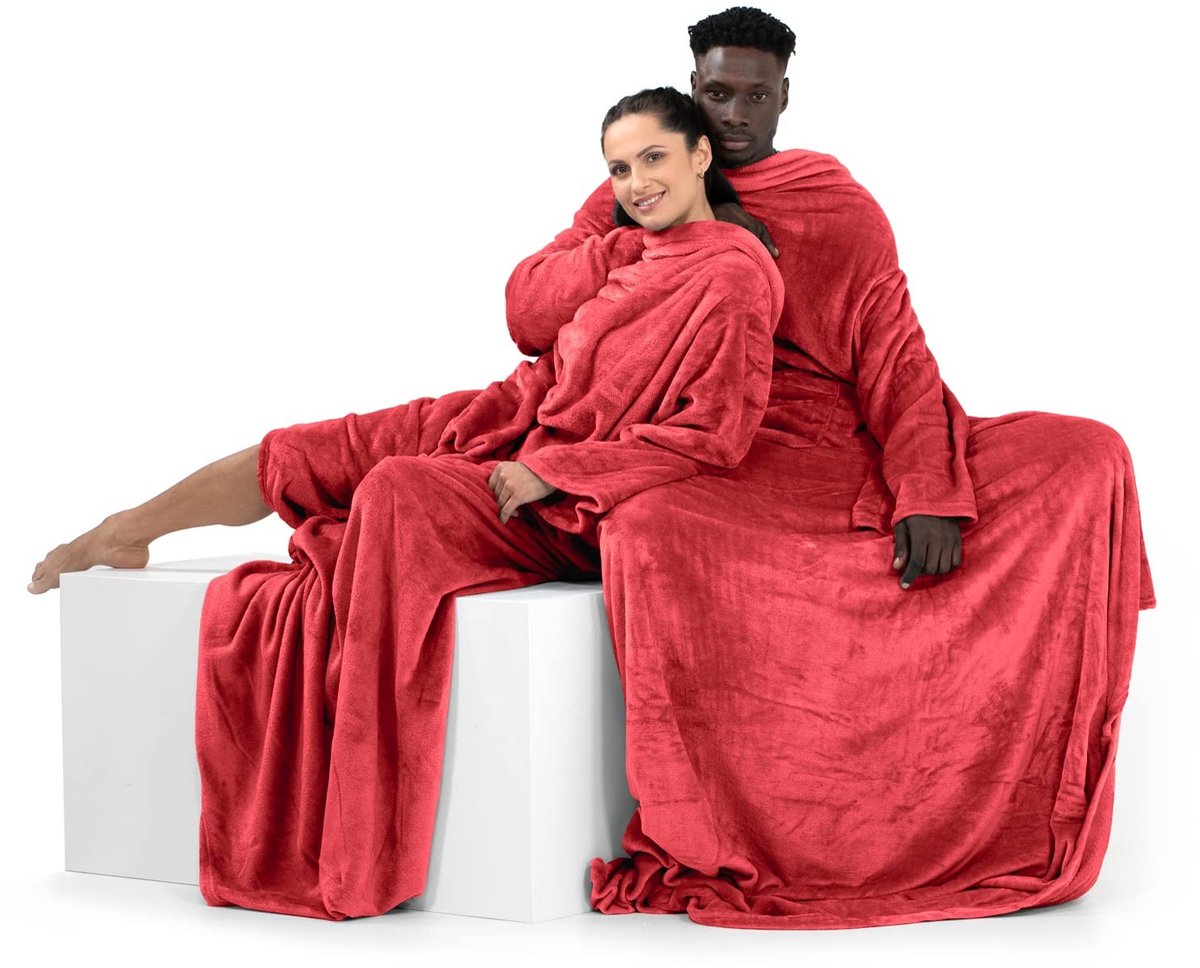 OmGoods - Dailygoody - TV deken - Microvezeldeken - Zacht en comfortabel - Rood - Knuffeldeken - Ideaal voor thuis en onderweg - 150x180 cm