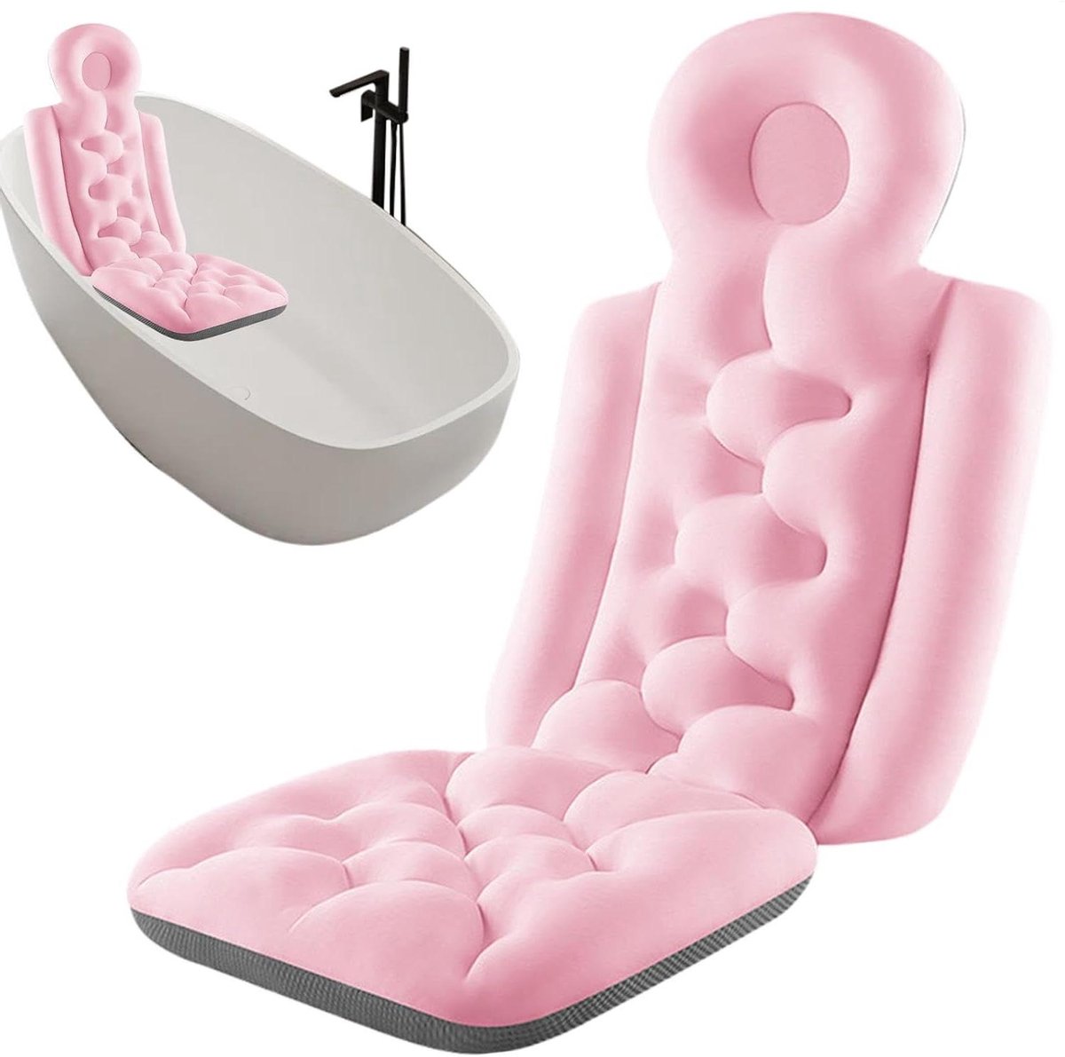 Badkussen - Lichaamsmat - Ontspannend baden - Volledige lichaamssteun - 40 x 9 cm - Roze