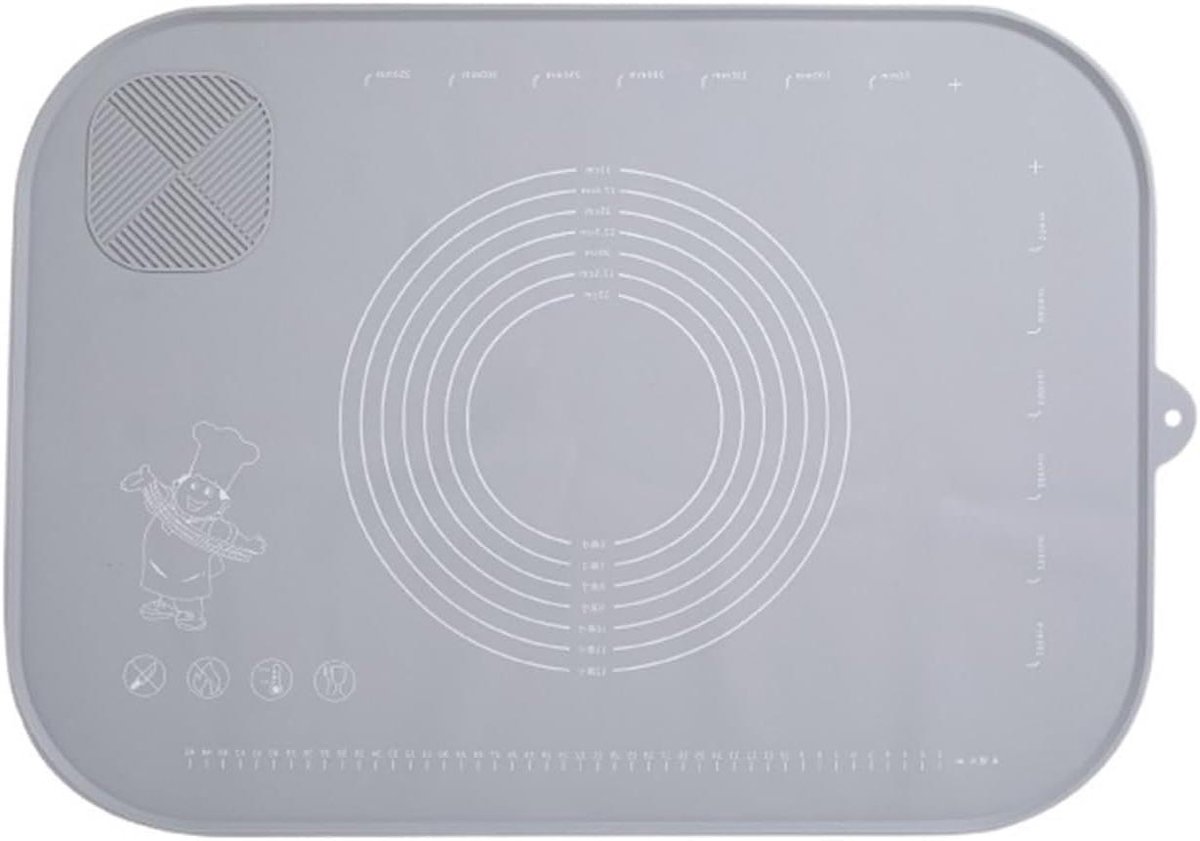 Grote deegmat - Bakplaat kneden - Bakken en uitrollen - Antiaanbaklaag - 50 x 70 cm - Grijs