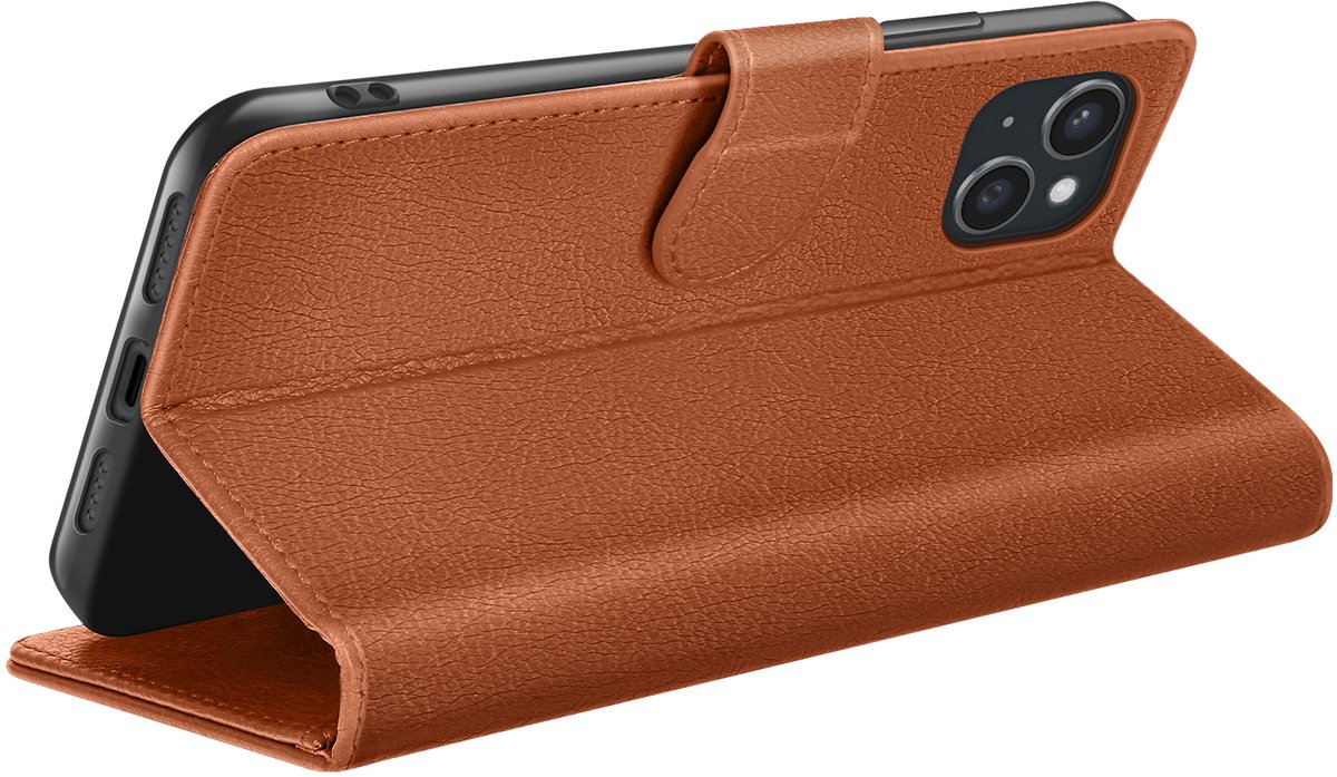 Zanae, Hoesje geschikt voor iPhone 15 Plus - Wallet Case & Magneetsluiting, Bruin