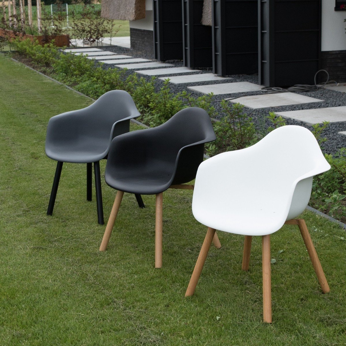 Lesli Living Chaise bistro Montreux - Blanc - 62,5x44x82,5cm - Set de 4
