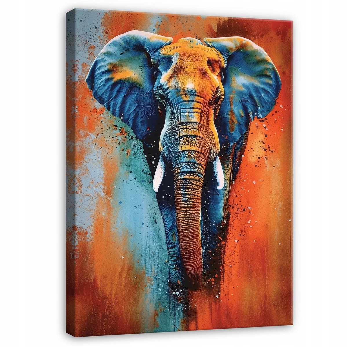 WALLARENA Schilderij op canvas - 40x30 cm - abstracte olifant op betonlook - canvas schilderij voor woonkamer en slaapkamer Veelkleurig