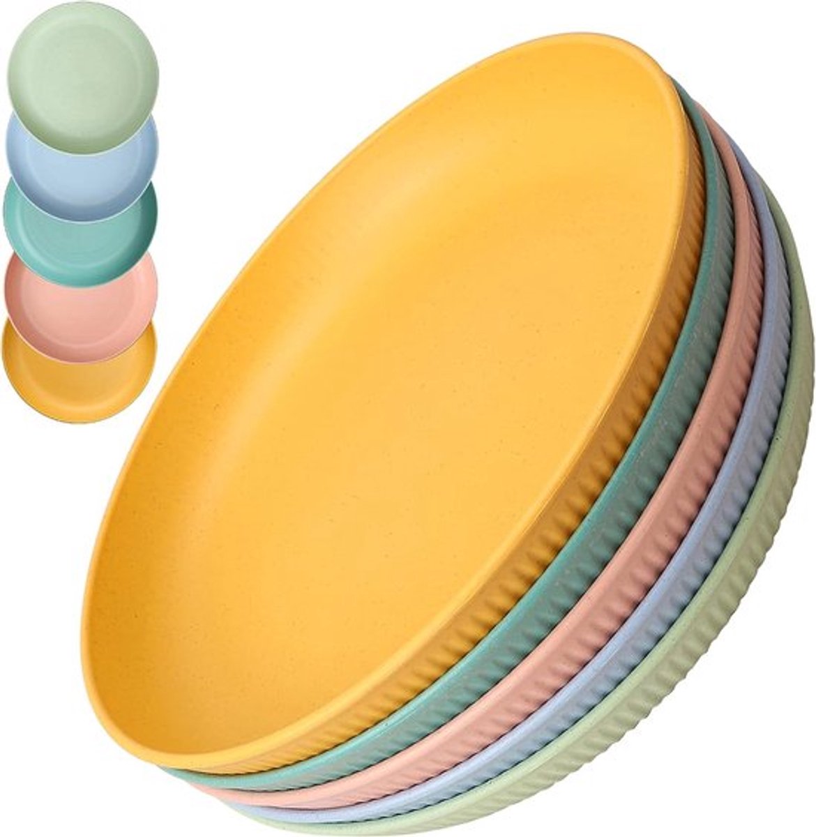 Grote platte campingborden - 5 stuks - 23cm - Magnetron- en Vaatwasserbestendig - Onbreekbaar