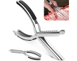 Ribbereidingstool voor BBQ-liefhebbers, roestvrijstalen membraanverwijderaar, ergonomisch ontwerp, vaatwasmachinebestendig, ideaal voor grillen en barbecueën