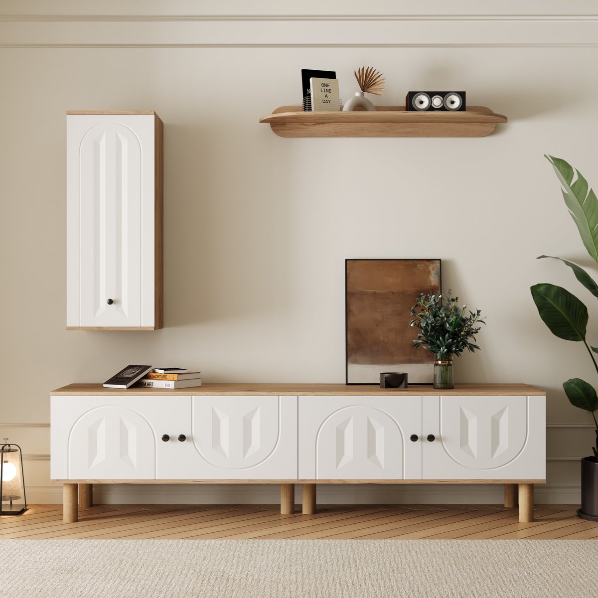 VVBV Woonkamer Meubelset - 3-Delige Set - Wit
