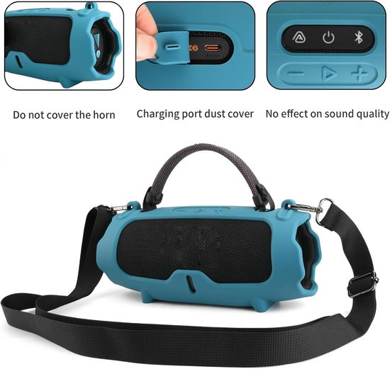 Draagbare softcase geschikt voor JBL Charge 6 speakers, geschikt om over de schouder of crossbody te dragen, blauwe verpakking. van Merkloos — afbeelding 3