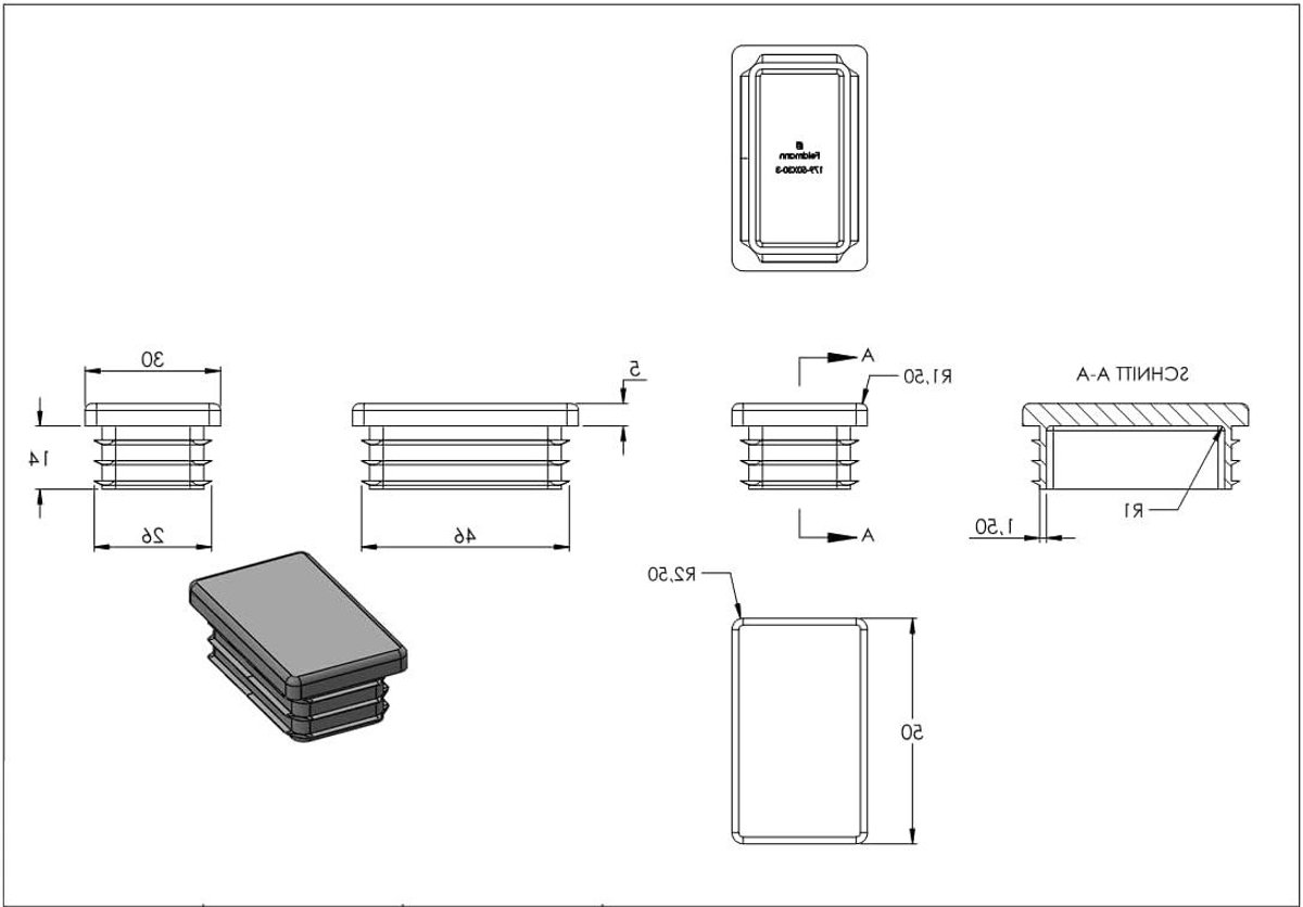 Plastic Dop - Afsluitdop Buis - Buis Afwerken - Stevige Wanddikte - 50x30 mm - Zwart