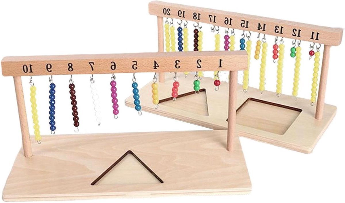 Houten kralenstandaard - Telspel - Leren tellen - 1 tot 20 kralen - 30 cm - Multicolor