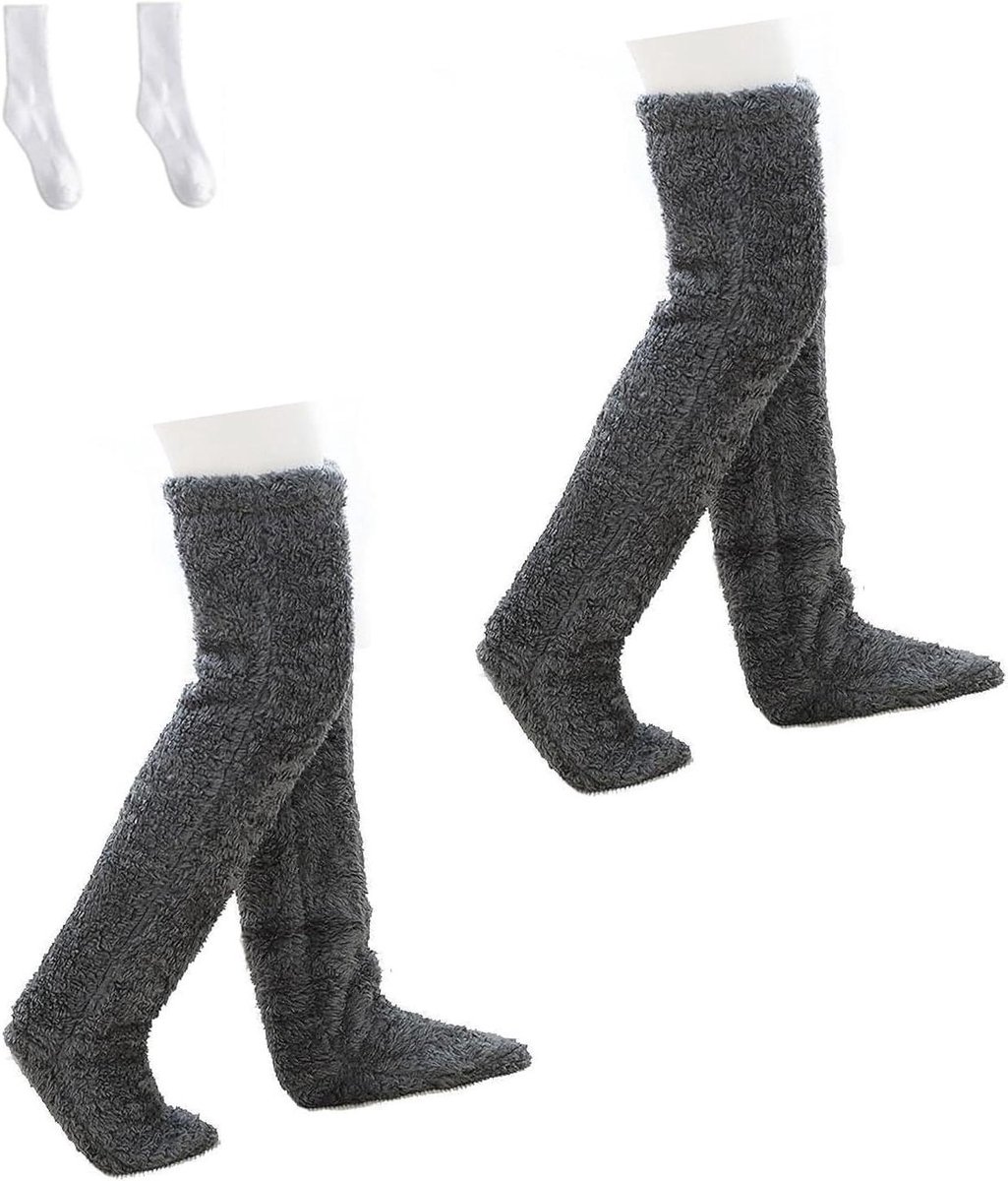 Sokken Pantoffels - Huissokken Warmer - Comfortabel Thuis - Pluche Materiaal - One Size - Bruin