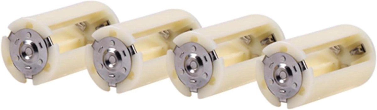Batterij Adapters - Converter Houders - Apparaten Voeden - Converteert AA naar D - 4 Stuks - Wit