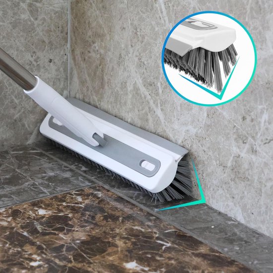 Voegenborstel met steel - Schrobber Tegelreiniger - Vloeren Schrobben - 3-in-1 met trekker - 117 cm - Wit — afbeelding 2