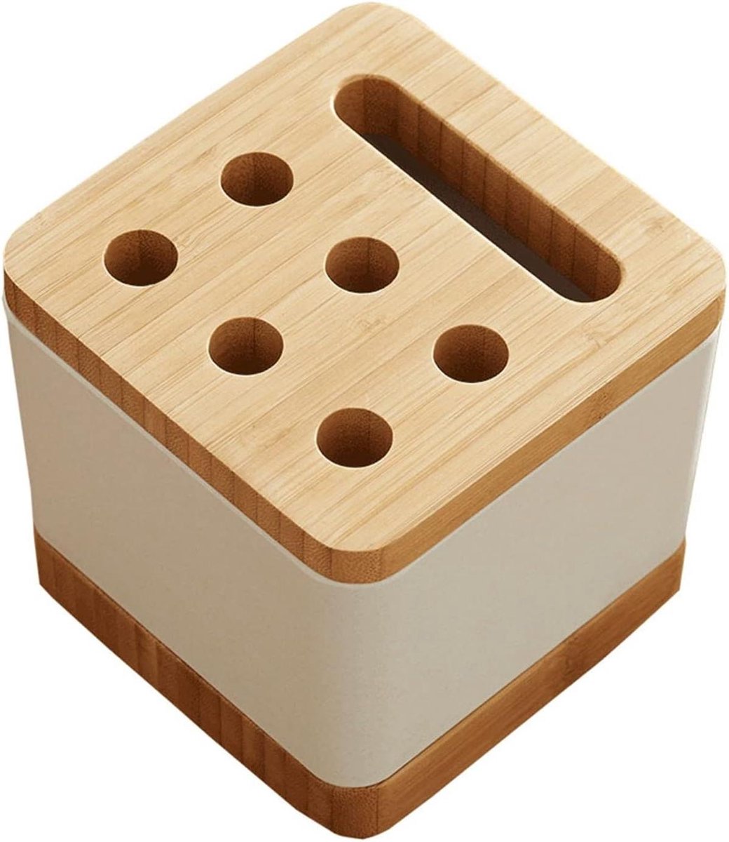 Penhouder Kantoor - Bureaublad Opberger - Bureau Organisatie - Rooster Ontwerp - 4.7 x 3.1 Inch - Natuurlijk Bamboe