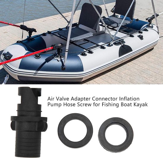 Ventiel Adapter - Pompslang Schroef - Boot Opblazen - Met Rubberen Ringen - 5.8 cm Lengte - Zwart — afbeelding 4