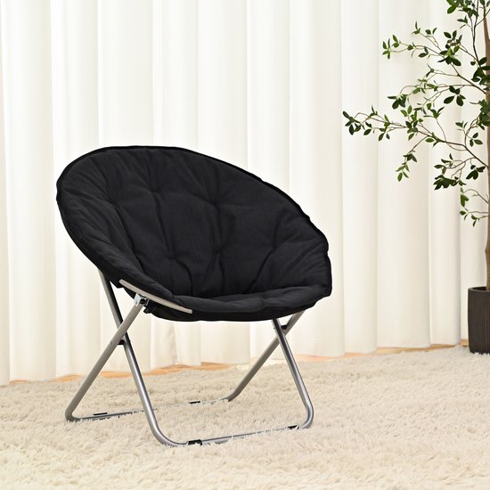 xDays Maanstoel Inklapbaar - Moon Chair - Campingstoel Opvouwbaar - Klapstoel - Vouwstoel - Relaxstoel - Gepolsterd met Kussen - 75x57 cm - Slaapkamer Studentenkamer Woonkamer Balkon Tuin Festival - Roze — afbeelding 2