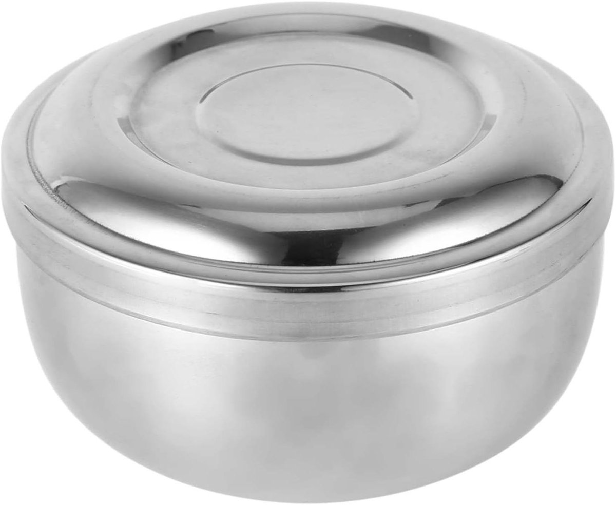 Scheerkom met deksel - Scheermok mok - Natscheren - Anti-slip bodem - 12 x 12 x 9 cm - Zilver