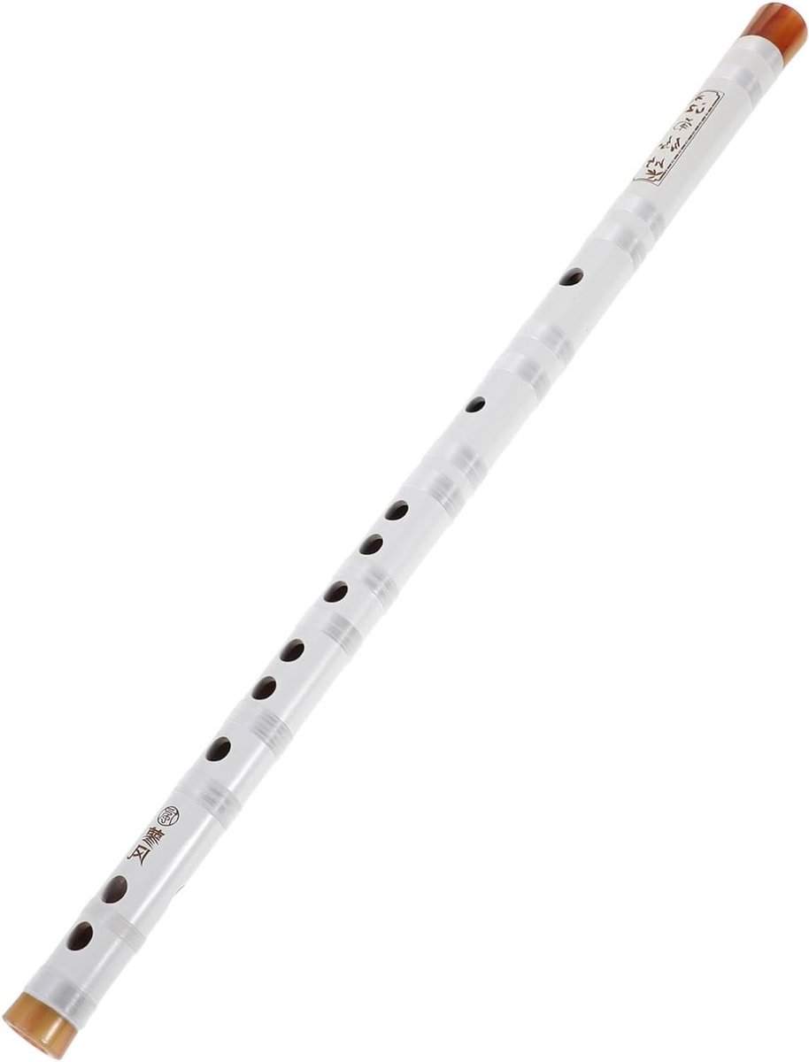 Dwarsfluit - Muziekinstrument Bamboe fluit - Muziek Leren - Ergonomisch Ontwerp - 48 cm - Wit