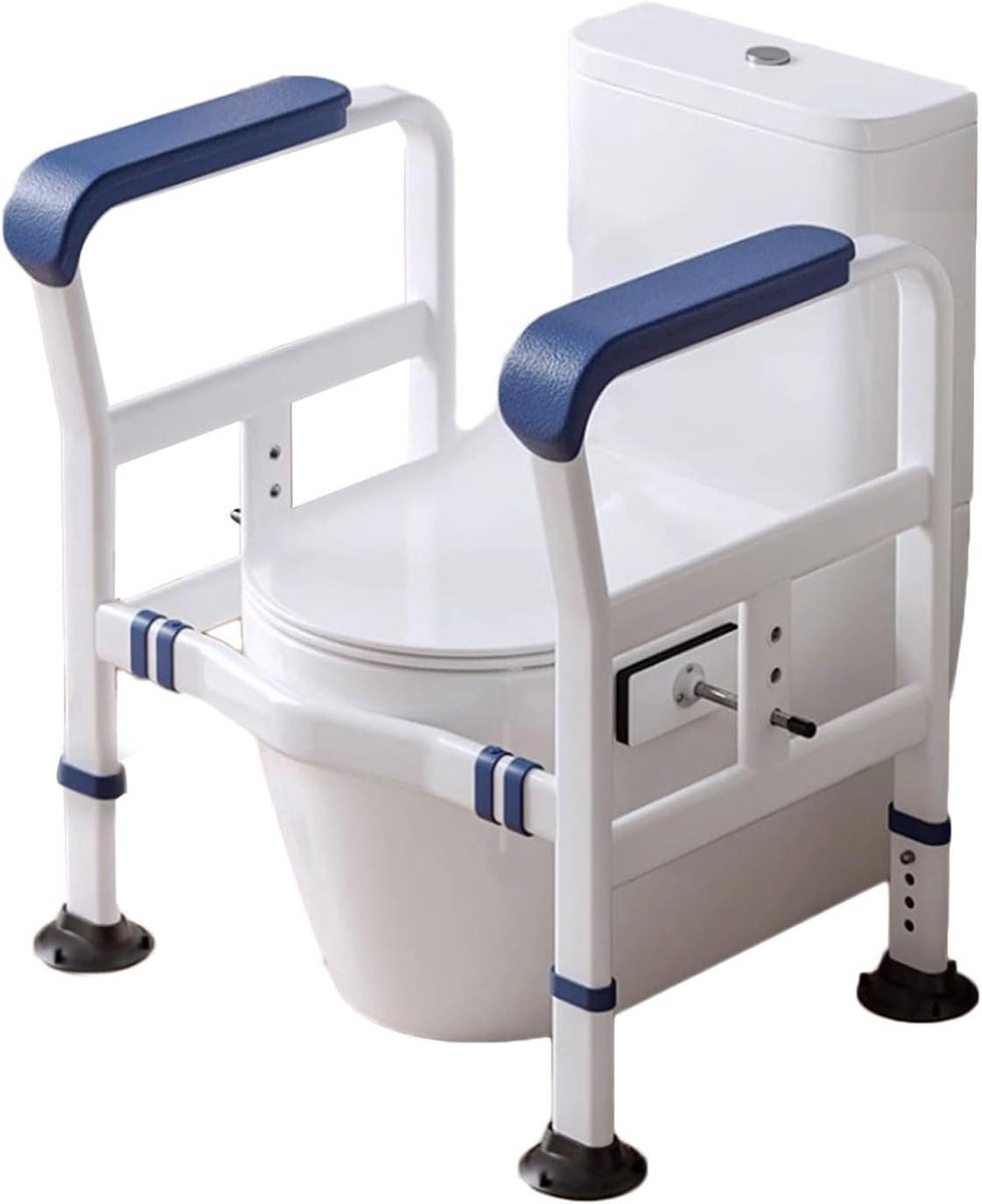 Toiletbeugel - Toiletsteun Armsteun - Veiligheid Thuiszorg - Verstelbaar Hoogte Breedte - 330 Lbs Draagvermogen - Wit