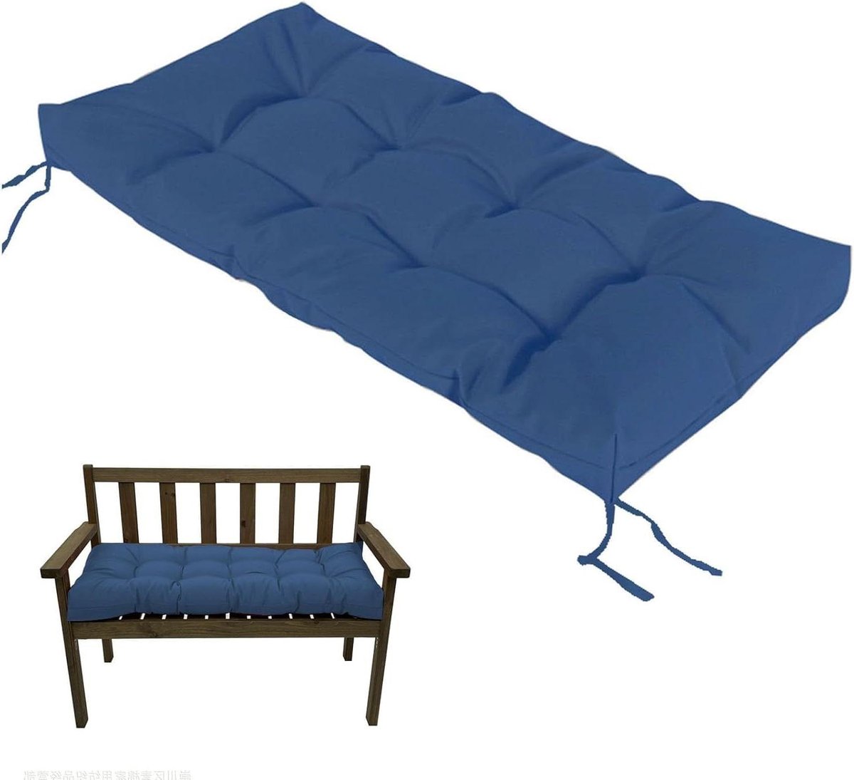 Bankkussen Buiten - Zitkussen Terras - Comfortabel Zitten - Antislip Bodem - 120x50x8cm - Blauw