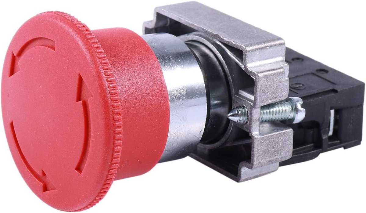 Nood-stopschakelaar - Drukknopschakelaar Paddenstoel - Machinebediening - Compact en Snel - 22 mm - Rood Zwart