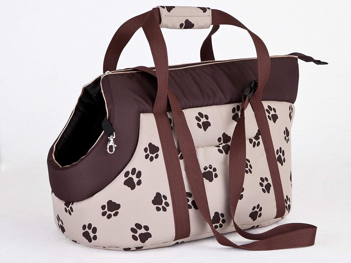 Dieren Transporttas - Reistas Kleine Huisdieren - Veilig Reizen - Met Opbergvakken - 20 x 42 x 22 cm - Beige
