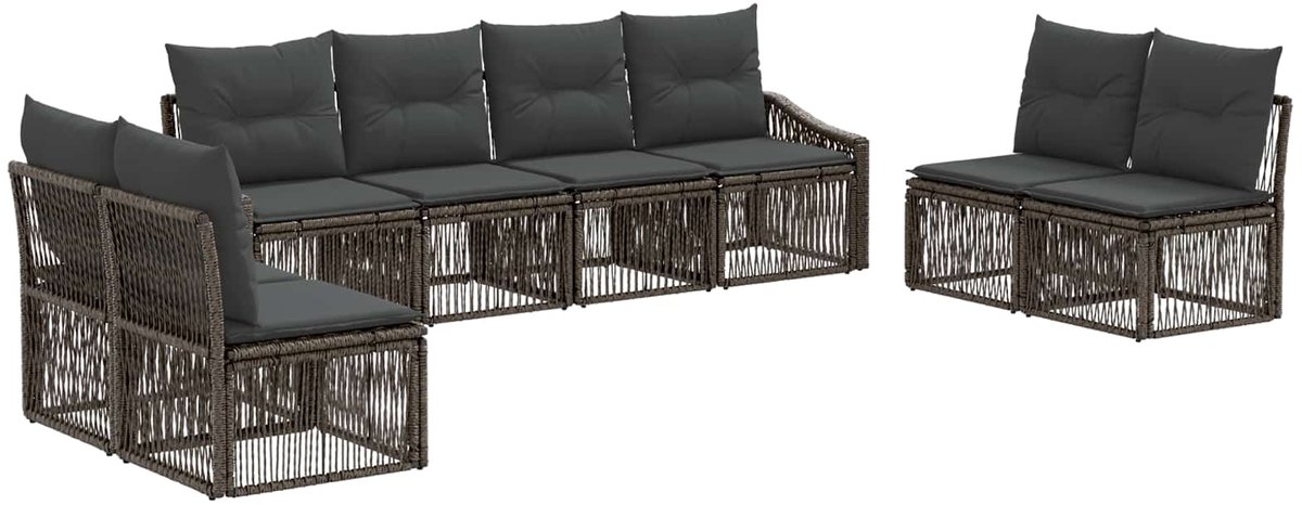 vidaXL - Tuinbank - Set - 8 - pcs - Grijs - poly - rattan