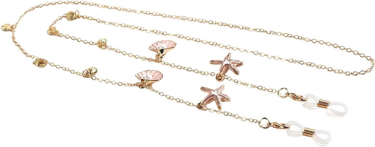 Brillenketting - Brilhouder - Veilig Dragen - Zeester Schelp Detail - 75 cm - Metaal