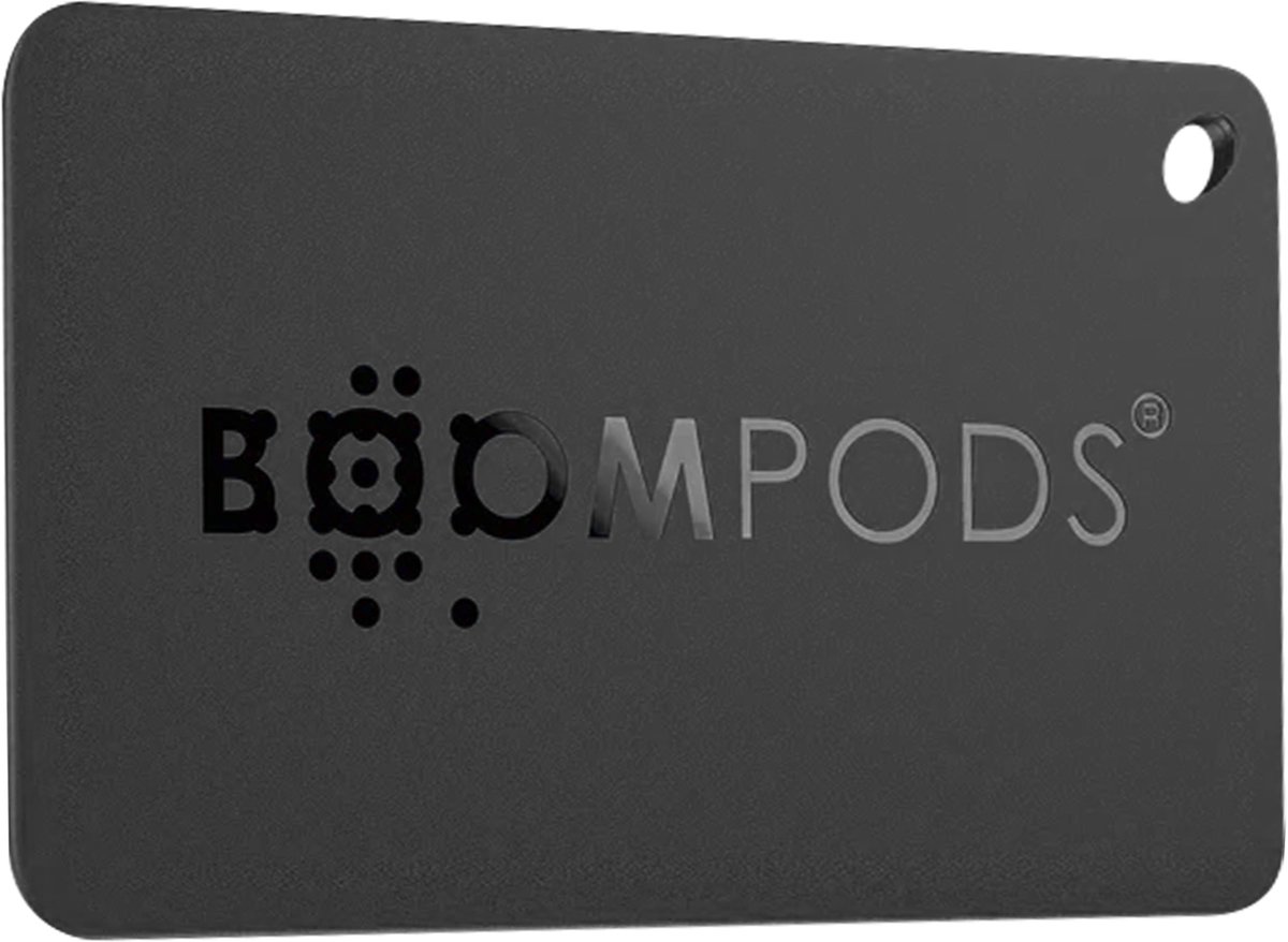 Boompods, Airtag Boomcard Creditcard Sleutelhanger met Apple Find My IPX7, Zwart