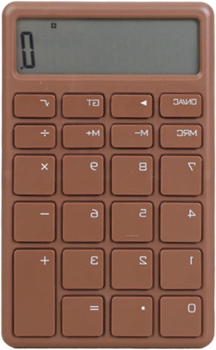 Mini Rekenmachine - Zakrekenmachine Draagbaar - Dagelijkse Berekeningen - Stil LCD Scherm - Compact Formaat - Bruin