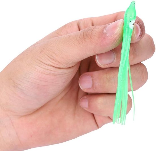 10-delige rubberen visaas in mini formaat - Squid vorm voor buitenvissen (groen) — afbeelding 3