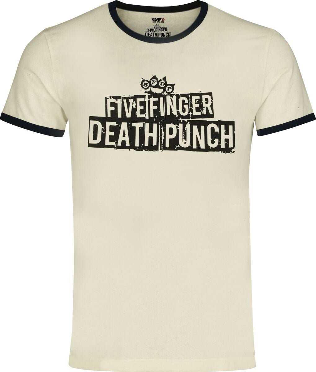 Five Finger Death Punch Logo - Ringer Shirt Heren T-shirt - gebroken wit - S
