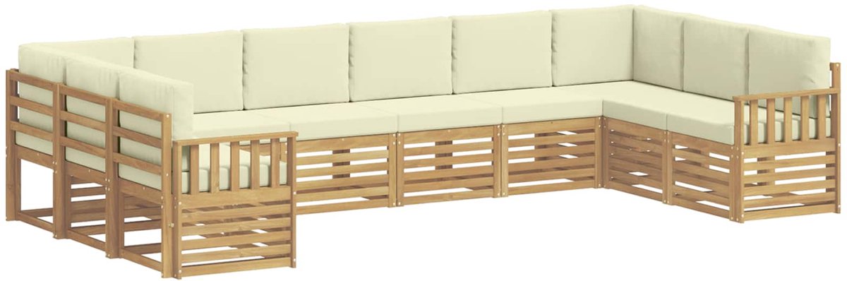 vidaXL Buiten - bank - set - 10 - st - 10-zits - Wit - en - Crème - Polyester Wit en crème