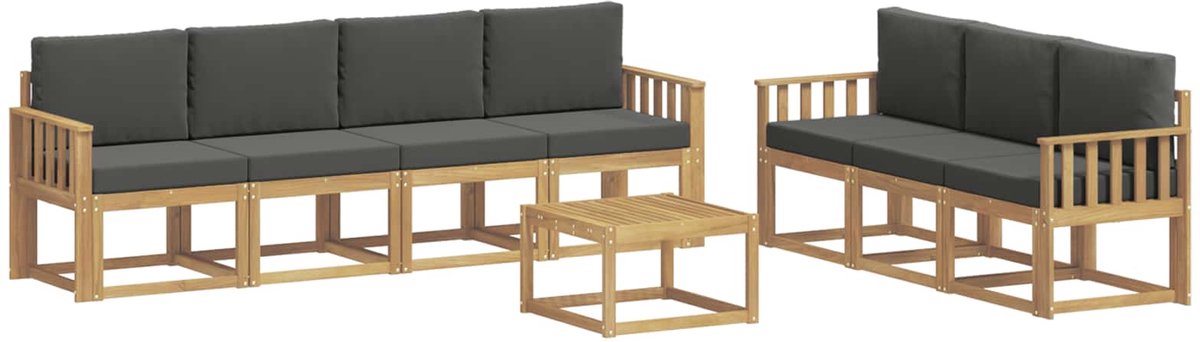 vidaXL Buiten - bank - set - 7 - st - 7-zits - Wit - en - antracietkleurig wit en antracietkleurig