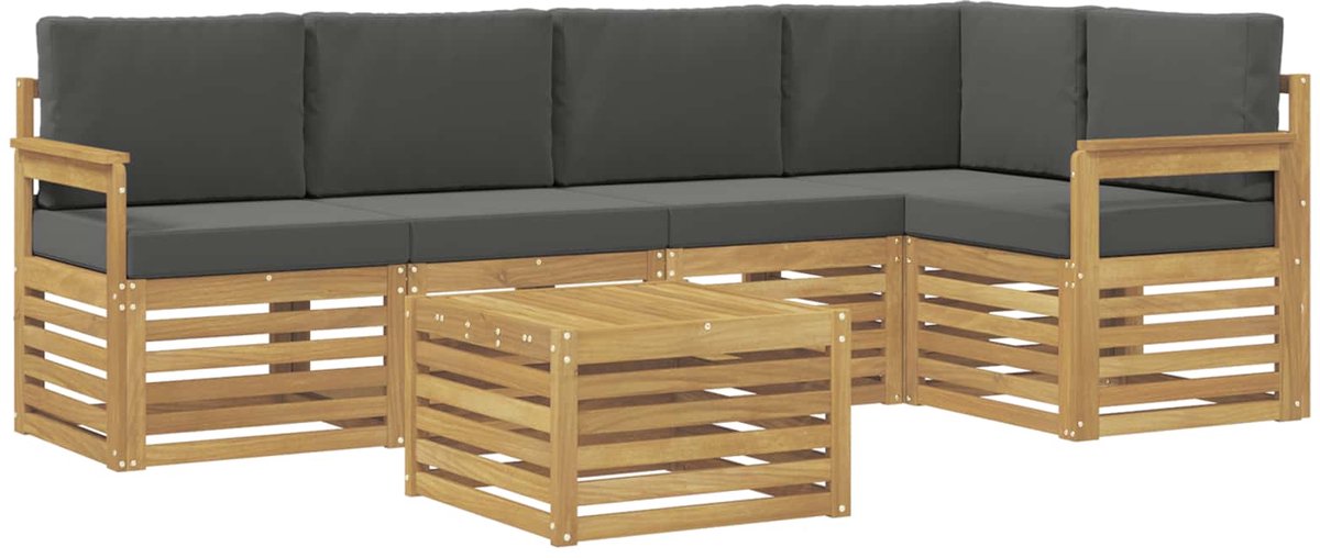 vidaXL Buiten - bank - set - 6 - st - 5-zits - Wit - en - antracietkleurig - Polyester Wit en antracietkleurig