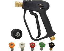 Hogedrukspuit Pistool, 5000PSI Hogedrukreiniger korte Pistool Greep met 5 Sproeiers, M22 14mm naar Snel Connector voor Karcher Slang Autowassen en Terrasreiniging